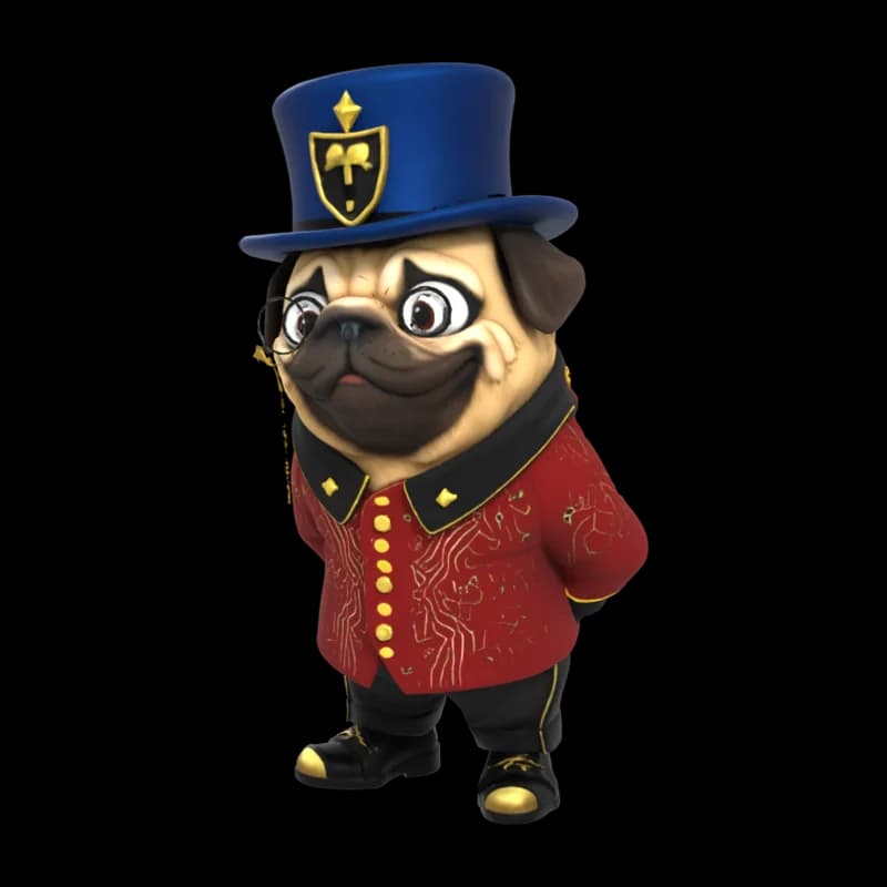 Pug in a top hat
