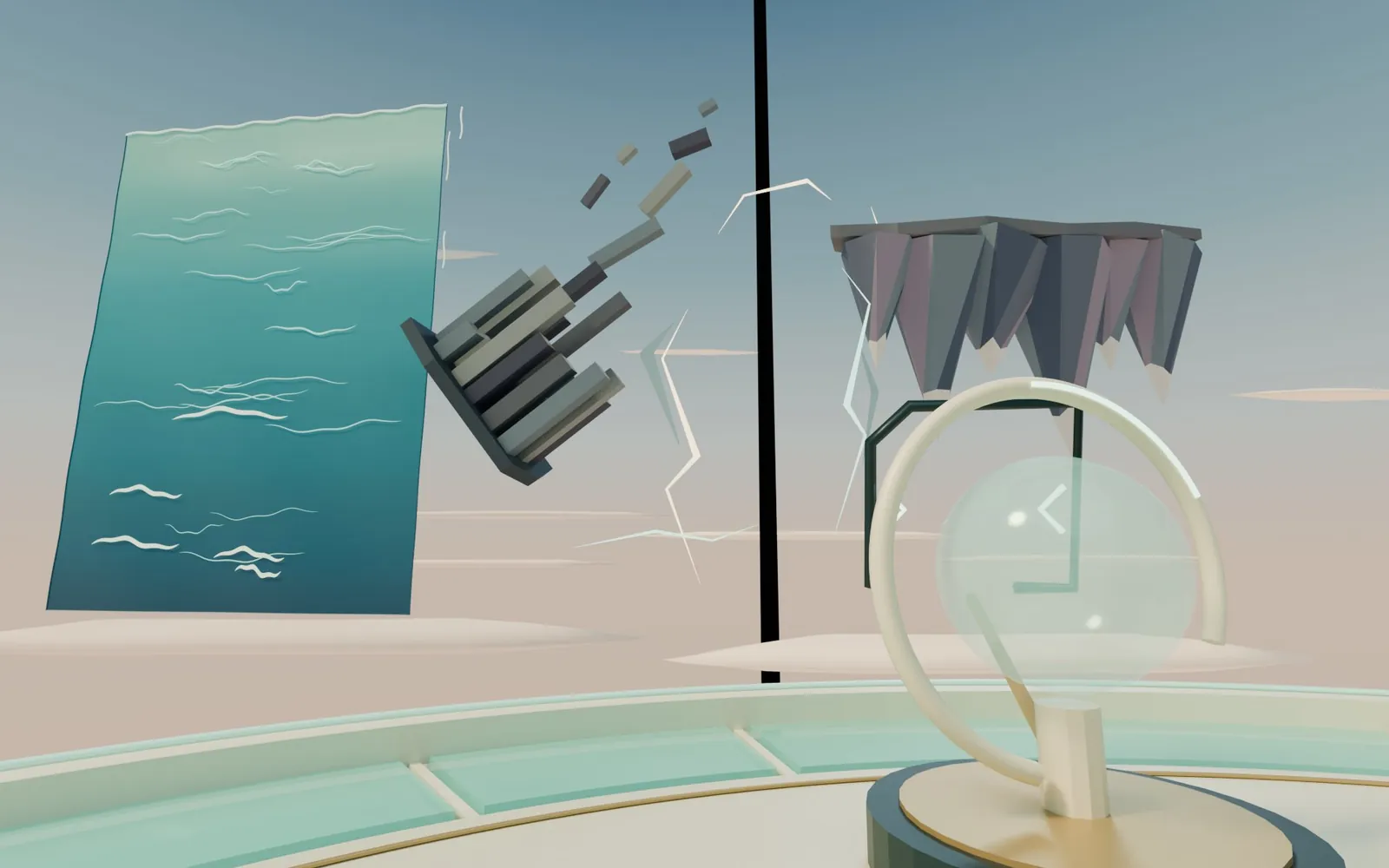 在 Blender 中制作的 VRChat 低多边形观景台与重力崩坏地平线