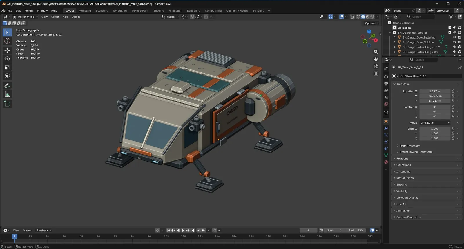 在 Blender 中制作可用于 Unity 的模块化硬表面民用货运穿梭机