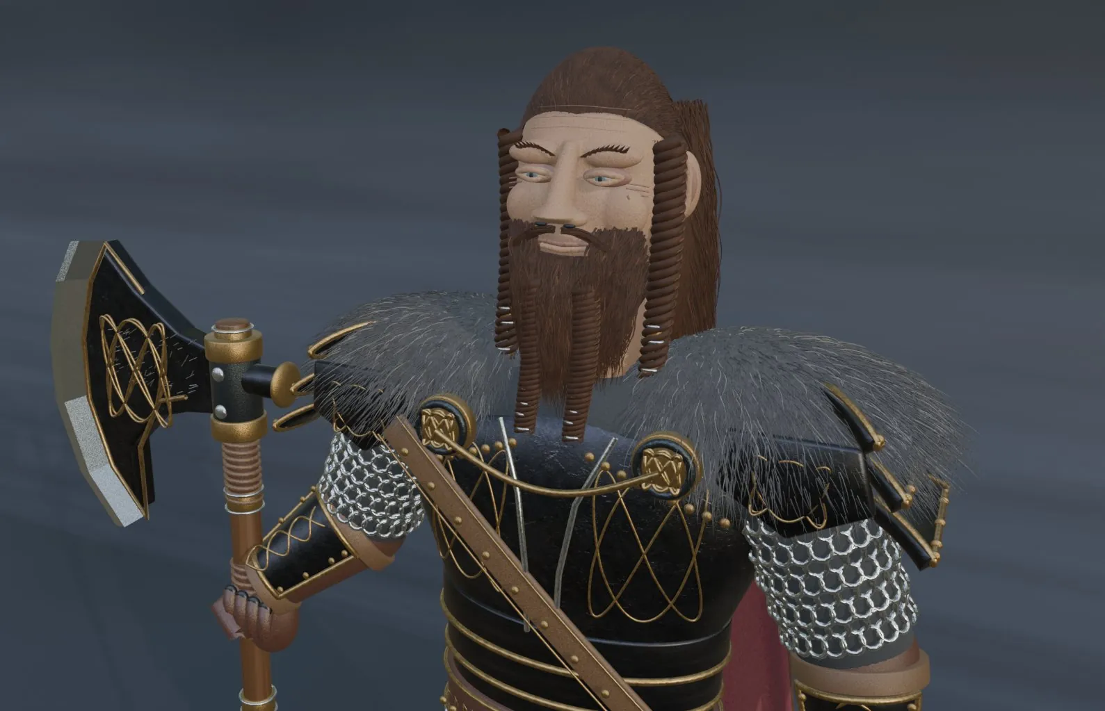 在 Blender 中制作的持战斧维京战士角色